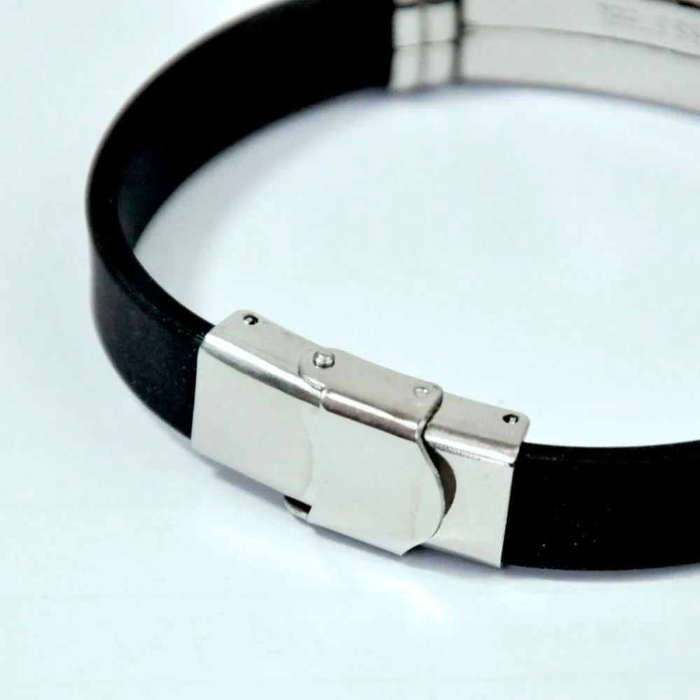 Conjunto de 15 pulseiras de moda para homem, pretas, estilo punk, em borracha, silicone e aço inoxidável