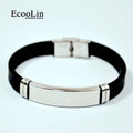 Conjunto de 15 pulseiras de moda para homem, pretas, estilo punk, em borracha, silicone e aço inoxidável