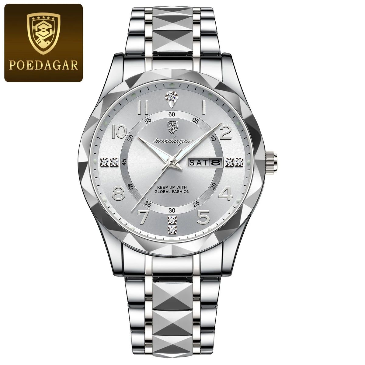 Relógio de luxo polegar para homem, à prova de água,luminoso, moderno, em aço inoxidável, quartzo, desportivo