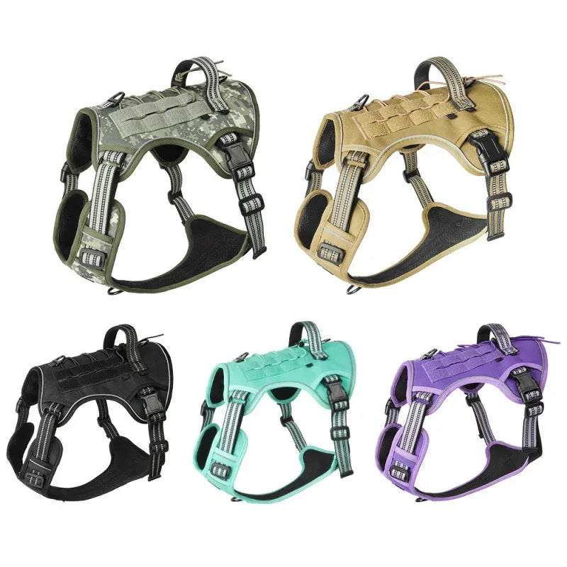 Large Dog Tactical Vest Multi-Function MOLLE-Compatible Harness with Anti-Pull Design for Outdoor Training Gear