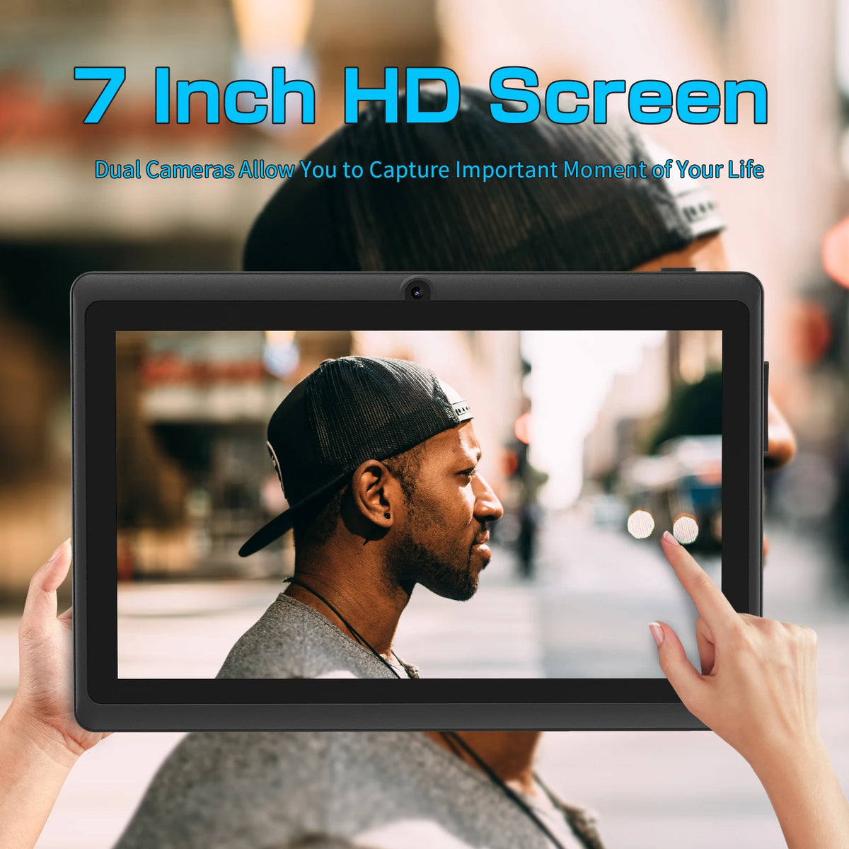Tablet Pritom de 7 polegadas, Android 13 Quad Core, 4GB de RAM (2GB virtuais + 2GB virtuais), 32GB de ROM, Wi-Fi, câmara dupla, USB-C, com capa em pele