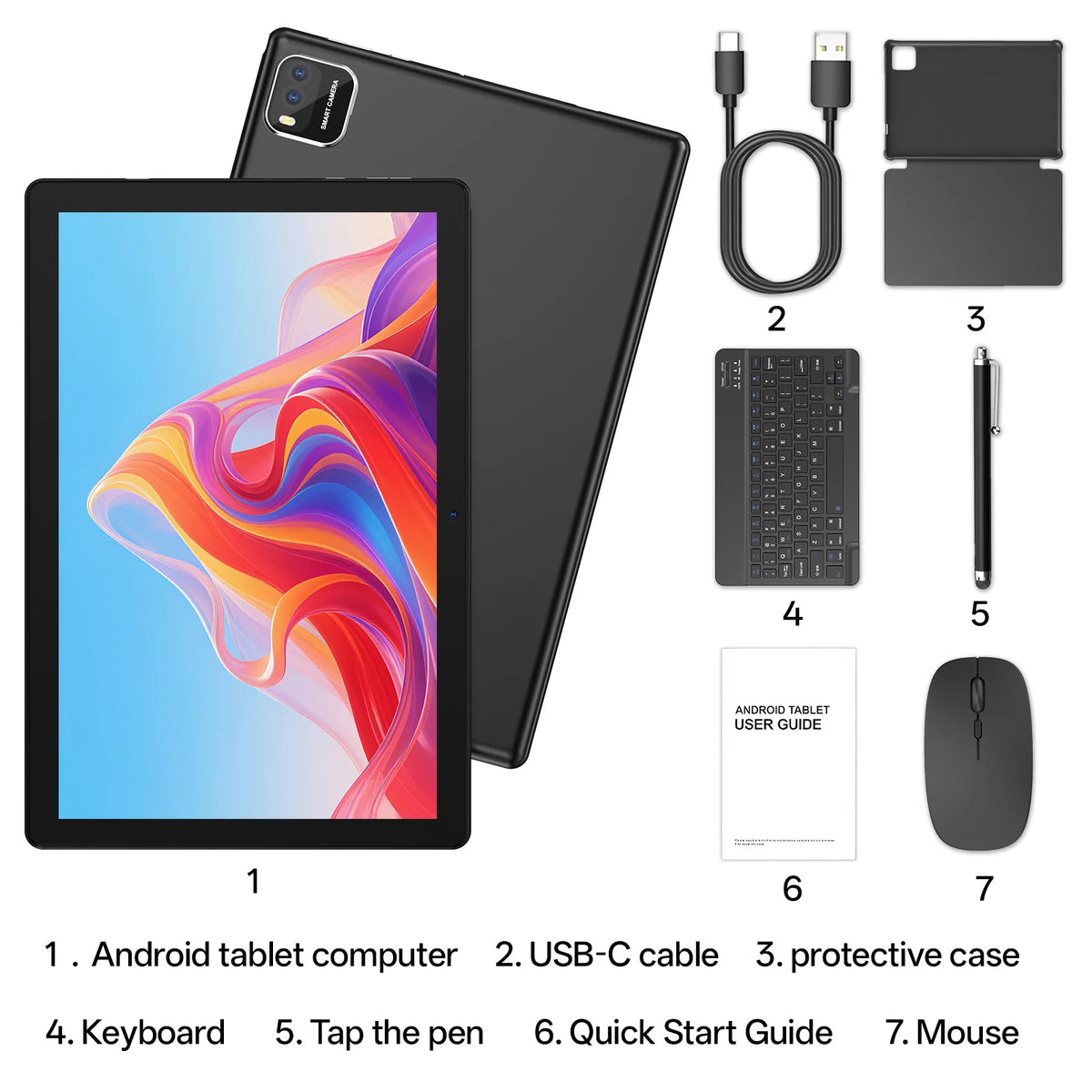 Tablet 2026 Android 16, ecrã de 10", 12 GB RAM + 64 GB ROM, câmara dupla, bateria 6000 mAh