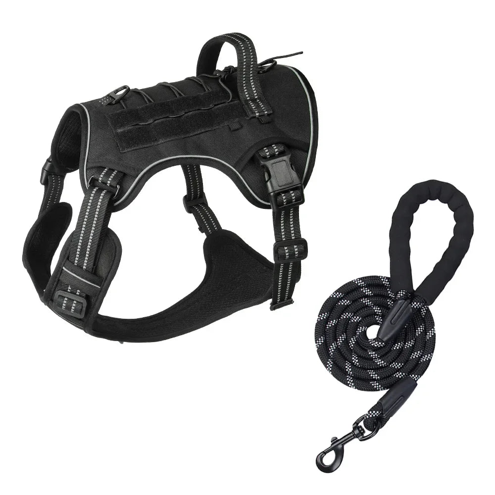 Large Dog Tactical Vest Multi-Function MOLLE-Compatible Harness with Anti-Pull Design for Outdoor Training Gear