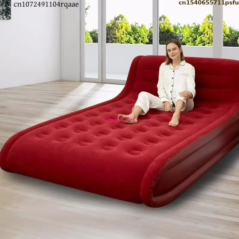 Moderno sofá-cama dobrável com revestimento em veludo e pele PVC, ideal para campismo, viagens, quarto, cama de casal