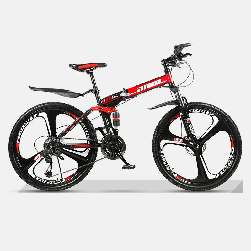 Bicicleta de montanha para adulto, bicicleta de montanha dobrável de 26", bicicleta de montanha BTT suspensão total