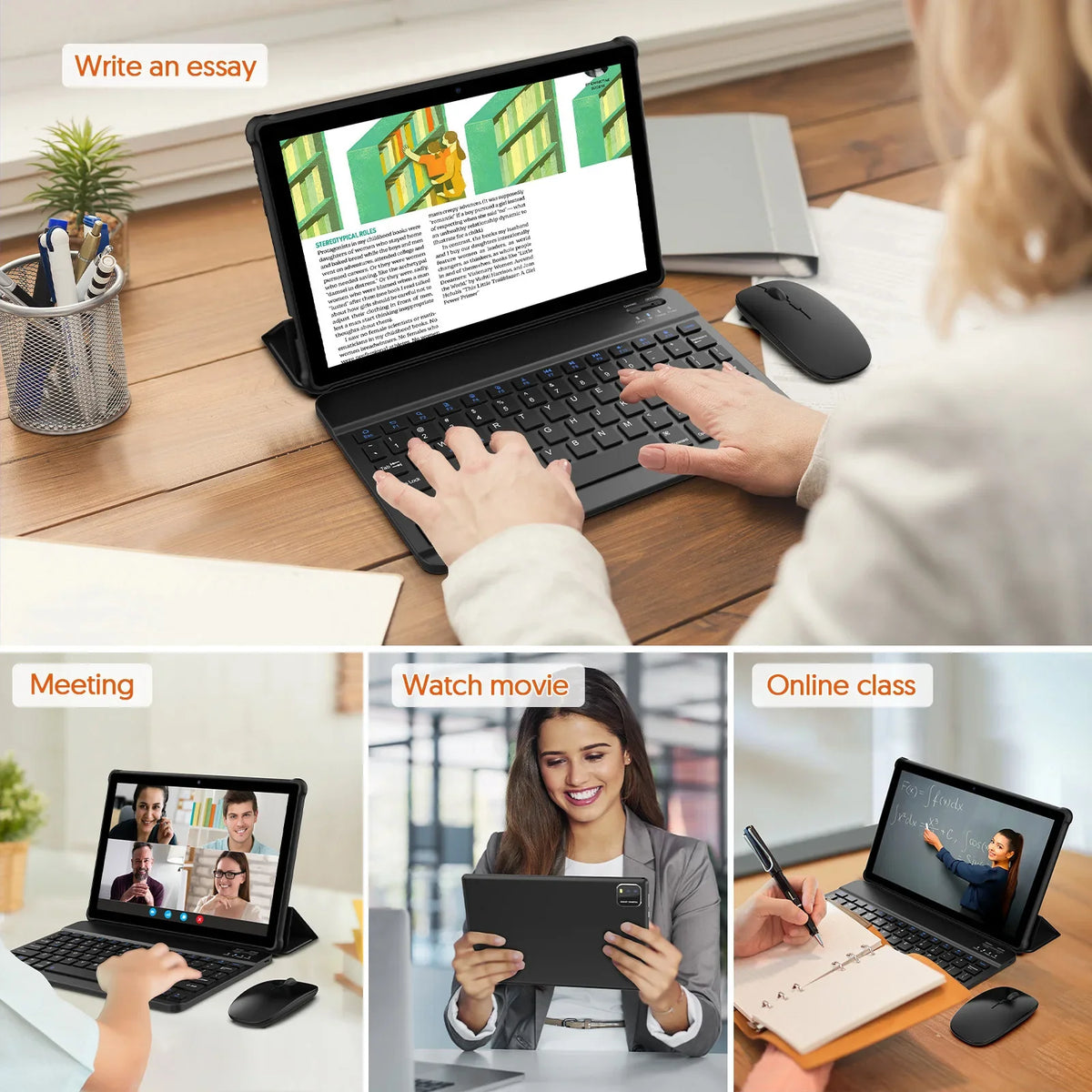 Tablet 2026 Android 16, ecrã de 10", 12 GB RAM + 64 GB ROM, câmara dupla, bateria 6000 mAh