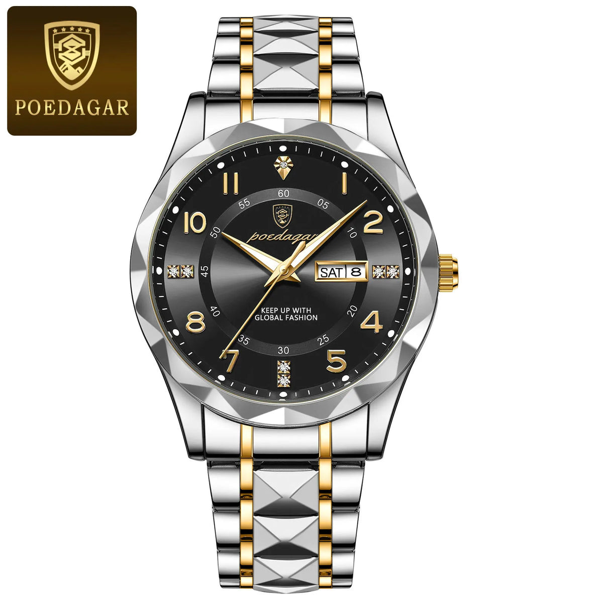 Relógio de luxo polegar para homem, à prova de água,luminoso, moderno, em aço inoxidável, quartzo, desportivo
