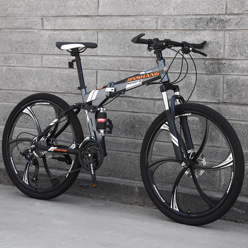 Bicicleta de montanha para adulto, bicicleta de montanha dobrável de 26", bicicleta de montanha BTT suspensão total