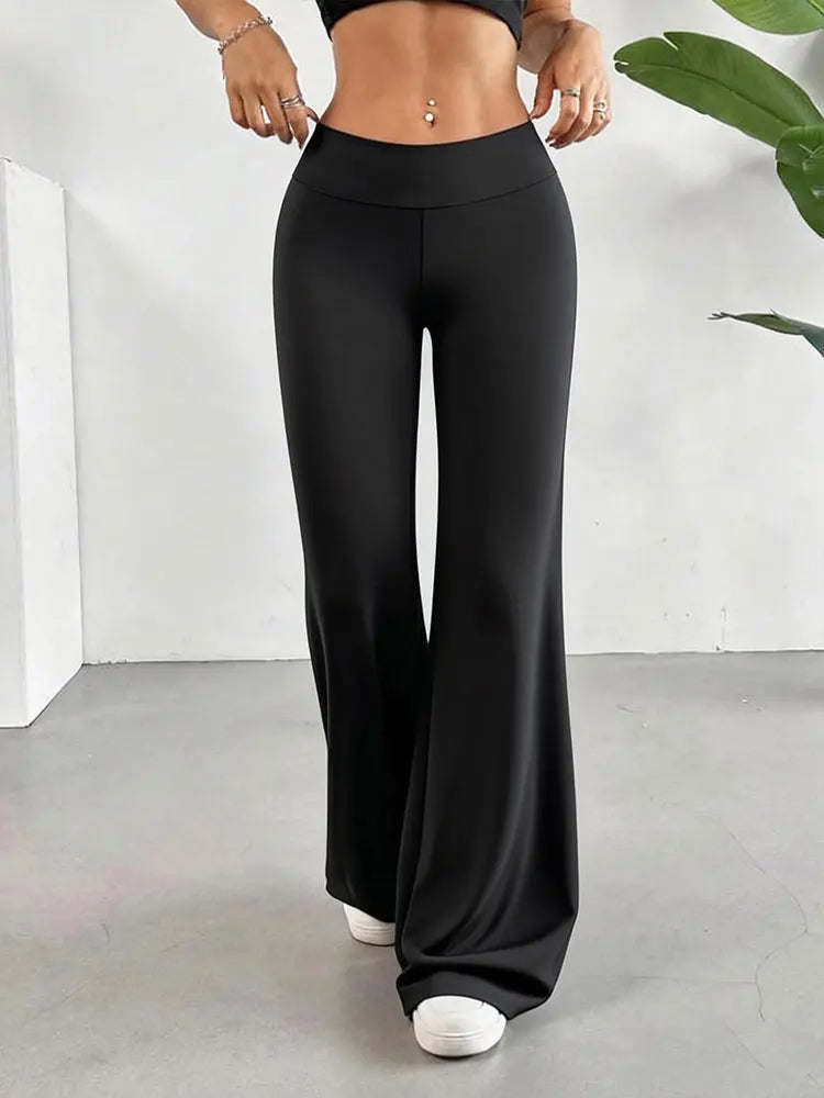 Calça Legging Casual de Cintura Alta para Mulher com Efeito Levanta Bumbum e Pernas Largas, Macia e Elástic