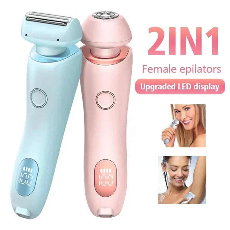 Depilador Elétrico 2 em 1 Feminino com Aparador de Pelos para Rosto e Corpo, Resistente à Água