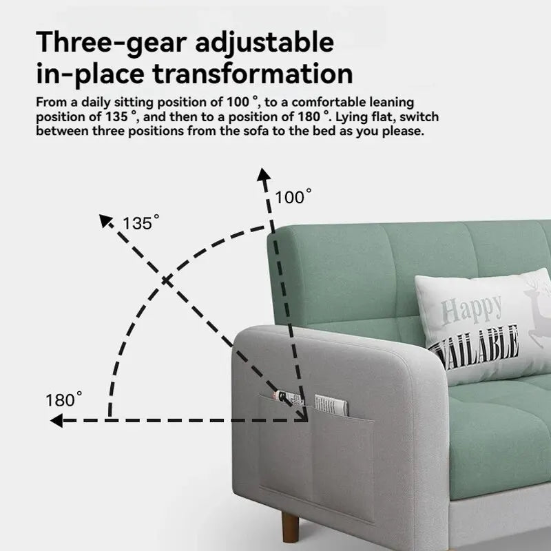 Sofá-cama compacto e estável, dobrável e multifuncional, ideal para casa, escritório ou para dormir a sesta, sofá para três pessoas, tecido confortável e aconchegante
