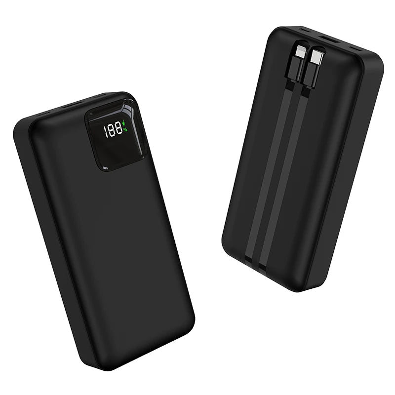 Bateria externa KAKAS de 50000mAh/27000mAh com cabo integrado, aprovada para viagens aéreas, carregamento rápido