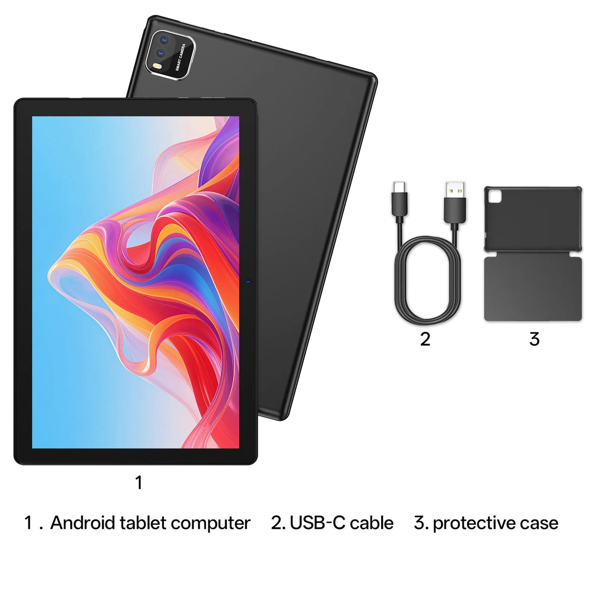 Tablet 2026 Android 16, ecrã de 10", 12 GB RAM + 64 GB ROM, câmara dupla, bateria 6000 mAh