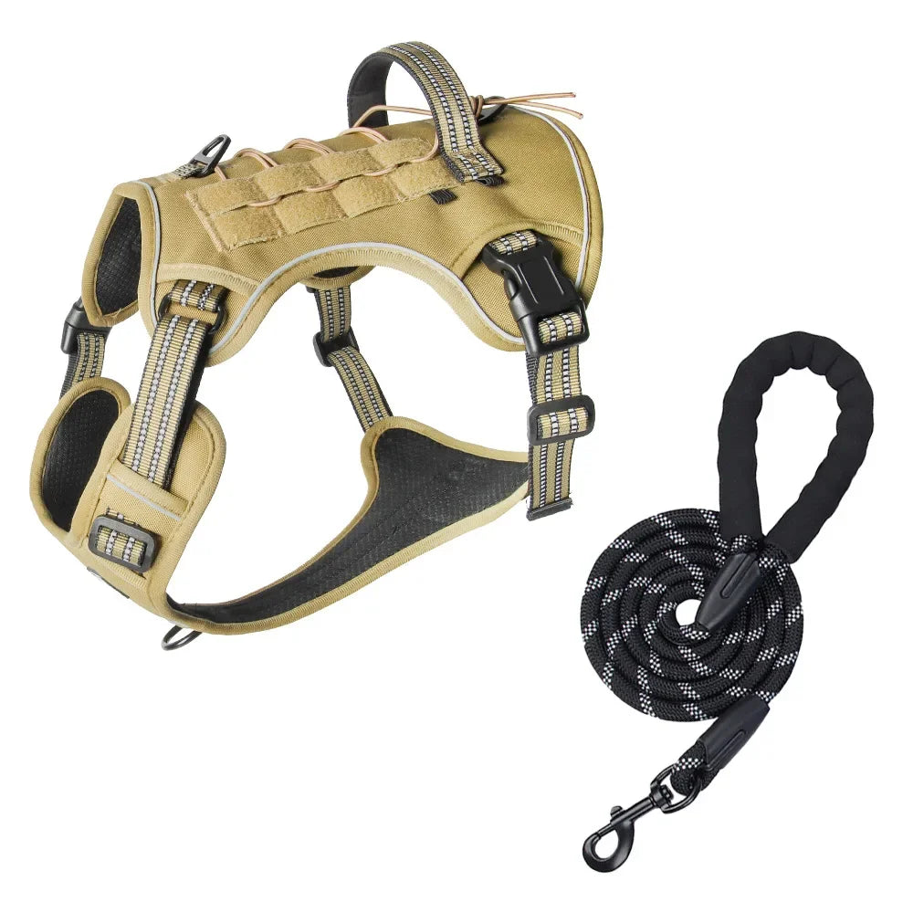 Large Dog Tactical Vest Multi-Function MOLLE-Compatible Harness with Anti-Pull Design for Outdoor Training Gear