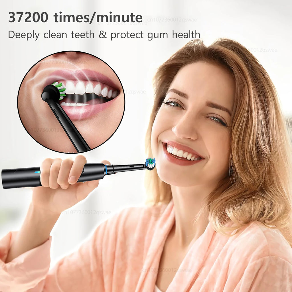 Escova de dentes elétrica rotativa para adultos, limpeza profunda, recarregável, com temporizador inteligente e 8 cabeças de escova
