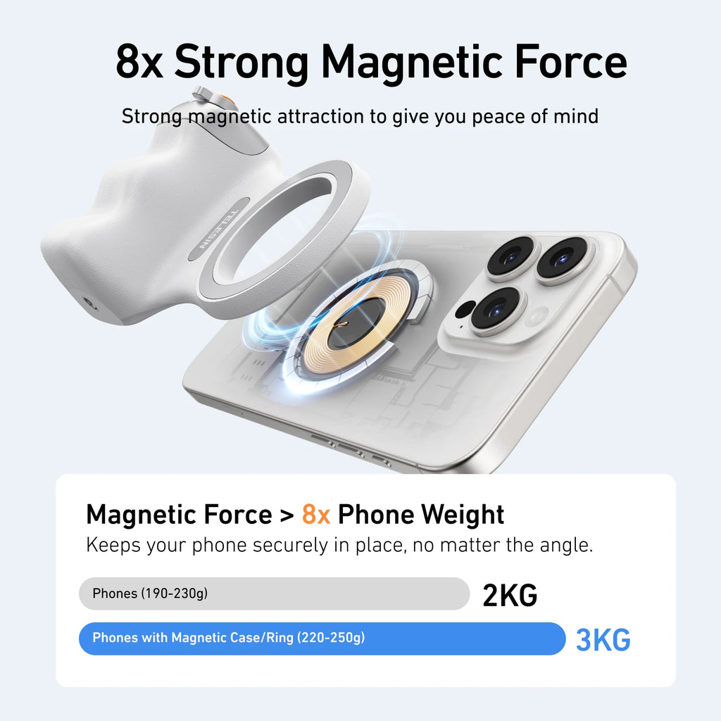 Suporte magnético para câmara de telemóvel, com pega de controlo remoto para iPhone e Android