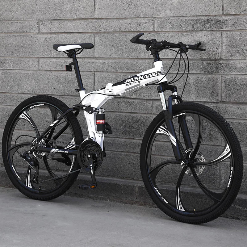Bicicleta de montanha para adulto, bicicleta de montanha dobrável de 26", bicicleta de montanha BTT suspensão total