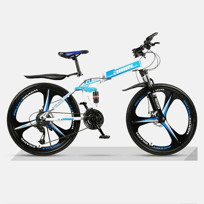 Bicicleta de montanha para adulto, bicicleta de montanha dobrável de 26", bicicleta de montanha BTT suspensão total