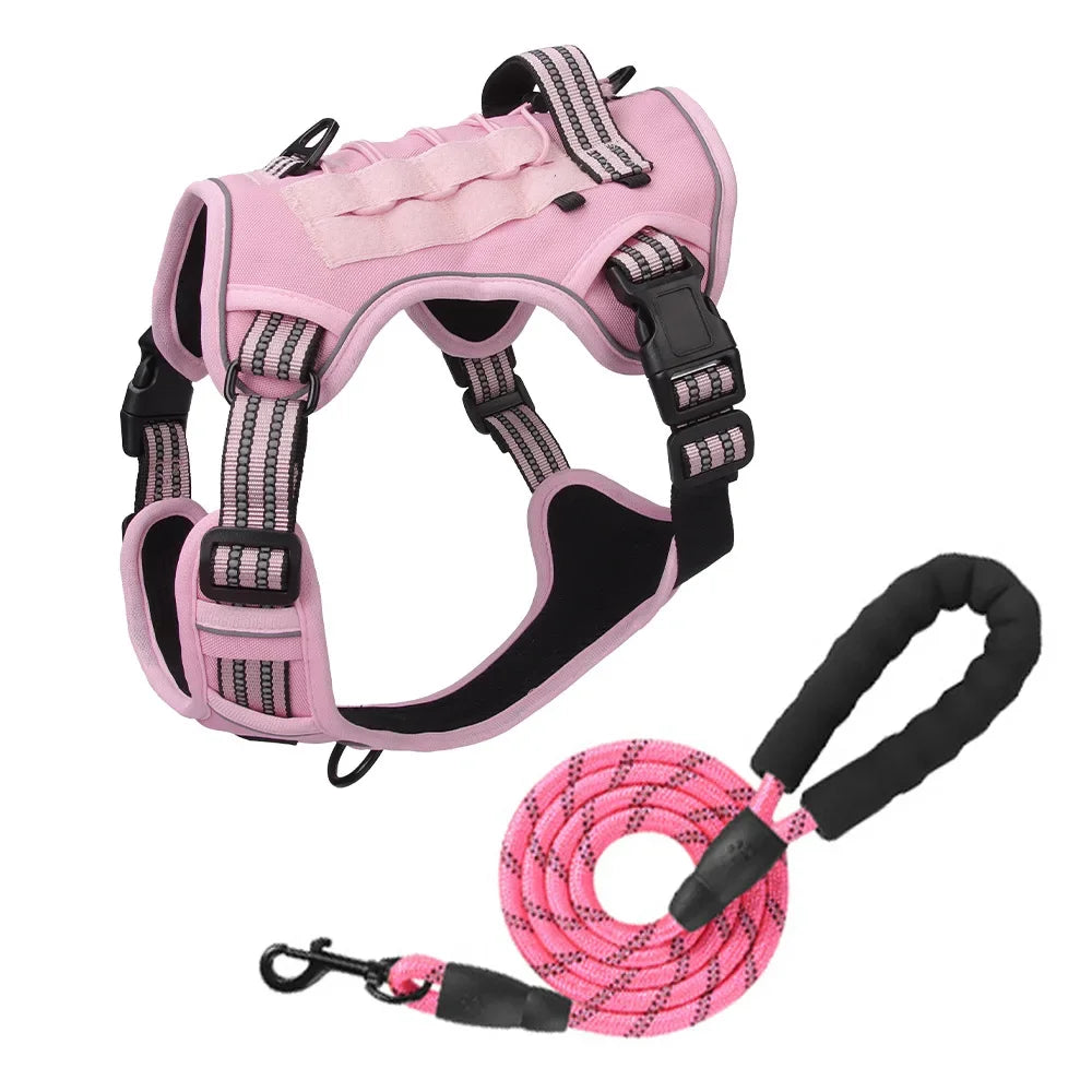 Large Dog Tactical Vest Multi-Function MOLLE-Compatible Harness with Anti-Pull Design for Outdoor Training Gear