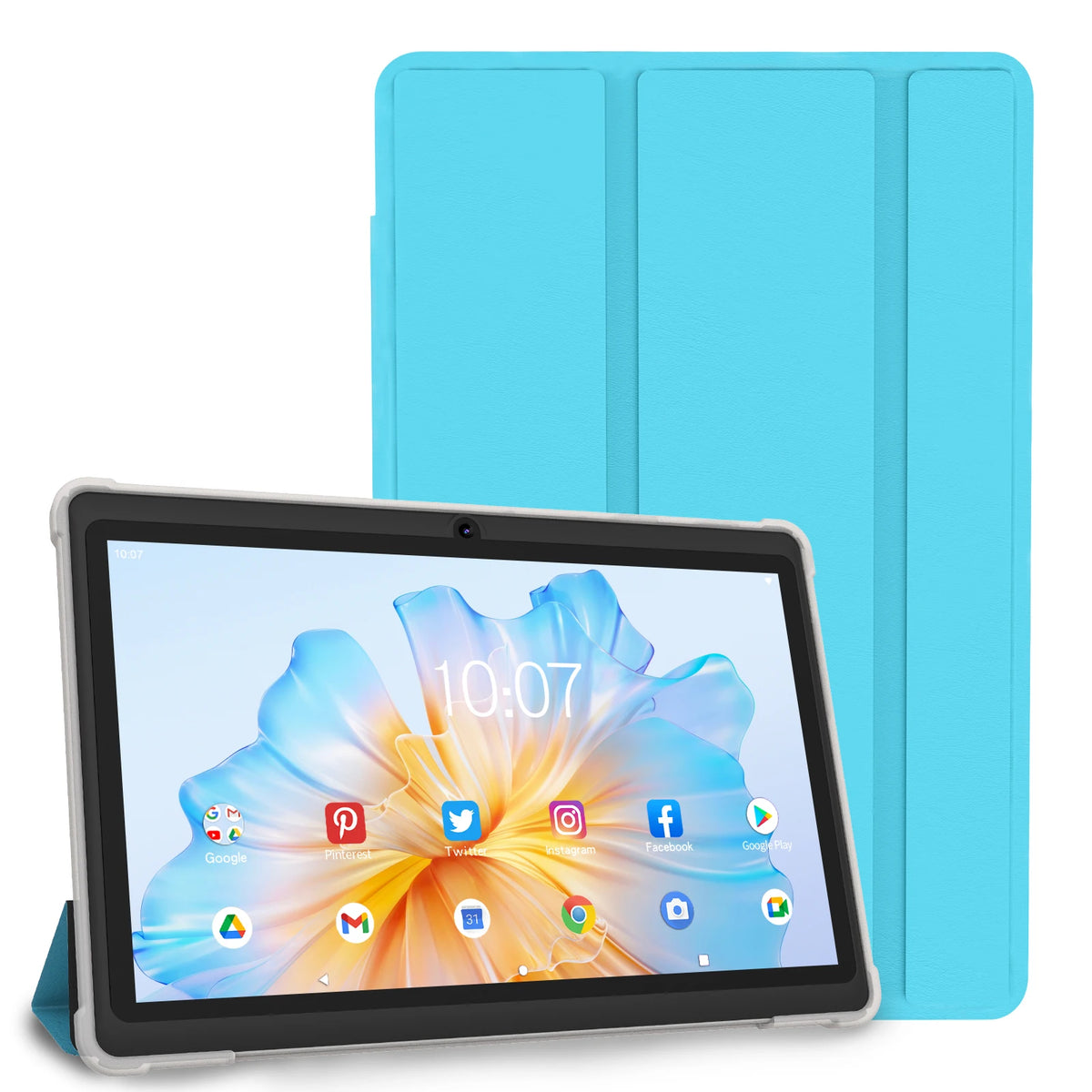 Tablet Pritom de 7 polegadas, Android 13 Quad Core, 4GB de RAM (2GB virtuais + 2GB virtuais), 32GB de ROM, Wi-Fi, câmara dupla, USB-C, com capa em pele