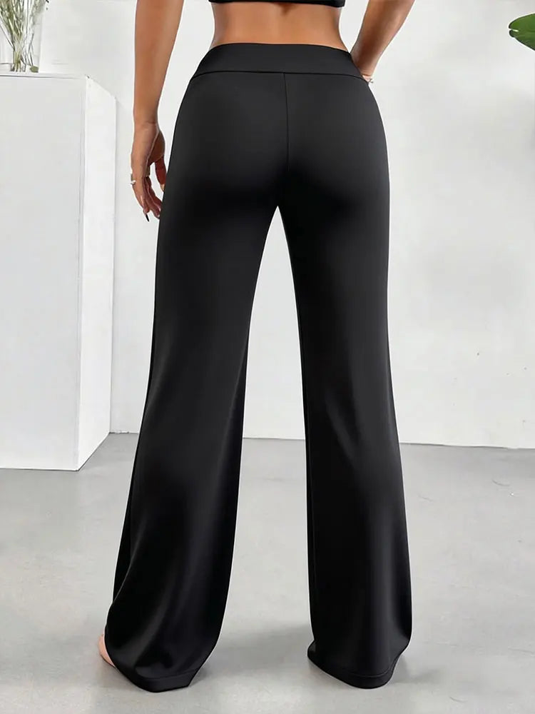 Calça Legging Casual de Cintura Alta para Mulher com Efeito Levanta Bumbum e Pernas Largas, Macia e Elástic