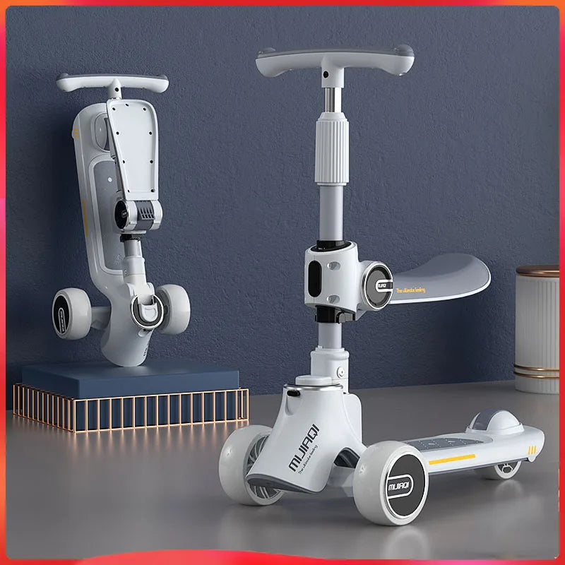 Trotinete para crianças até aos 12 anos de idade, três em um, pode ser utilizado com assento ou como passageiro