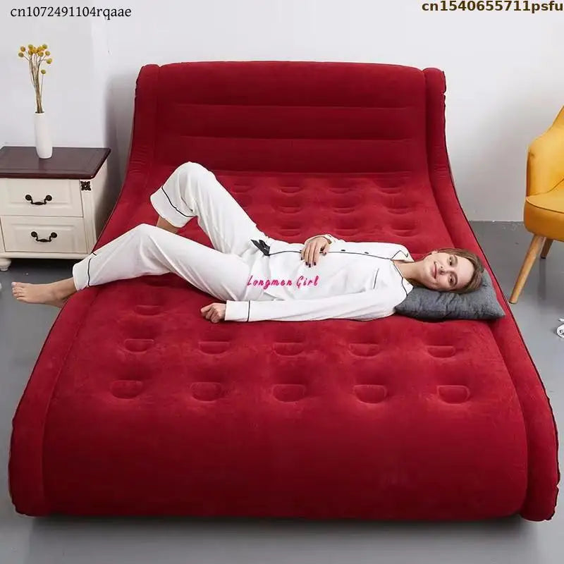 Moderno sofá-cama dobrável com revestimento em veludo e pele PVC, ideal para campismo, viagens, quarto, cama de casal