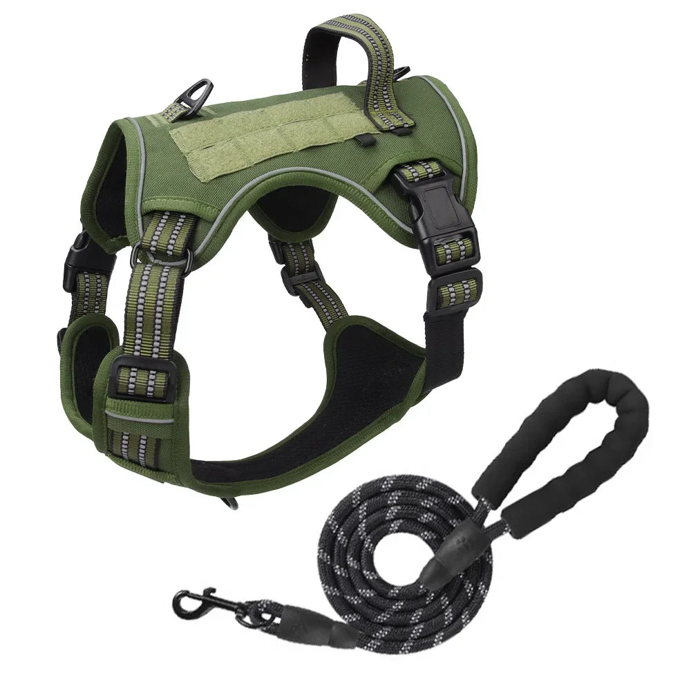 Large Dog Tactical Vest Multi-Function MOLLE-Compatible Harness with Anti-Pull Design for Outdoor Training Gear