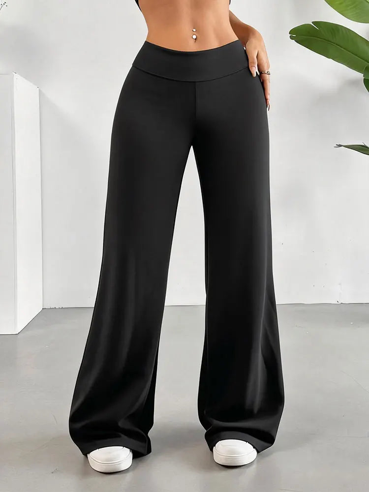 Calça Legging Casual de Cintura Alta para Mulher com Efeito Levanta Bumbum e Pernas Largas, Macia e Elástic
