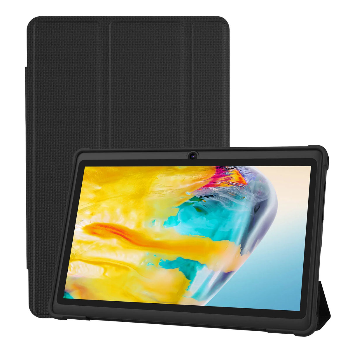 Tablet Pritom de 7 polegadas, Android 13 Quad Core, 4GB de RAM (2GB virtuais + 2GB virtuais), 32GB de ROM, Wi-Fi, câmara dupla, USB-C, com capa em pele