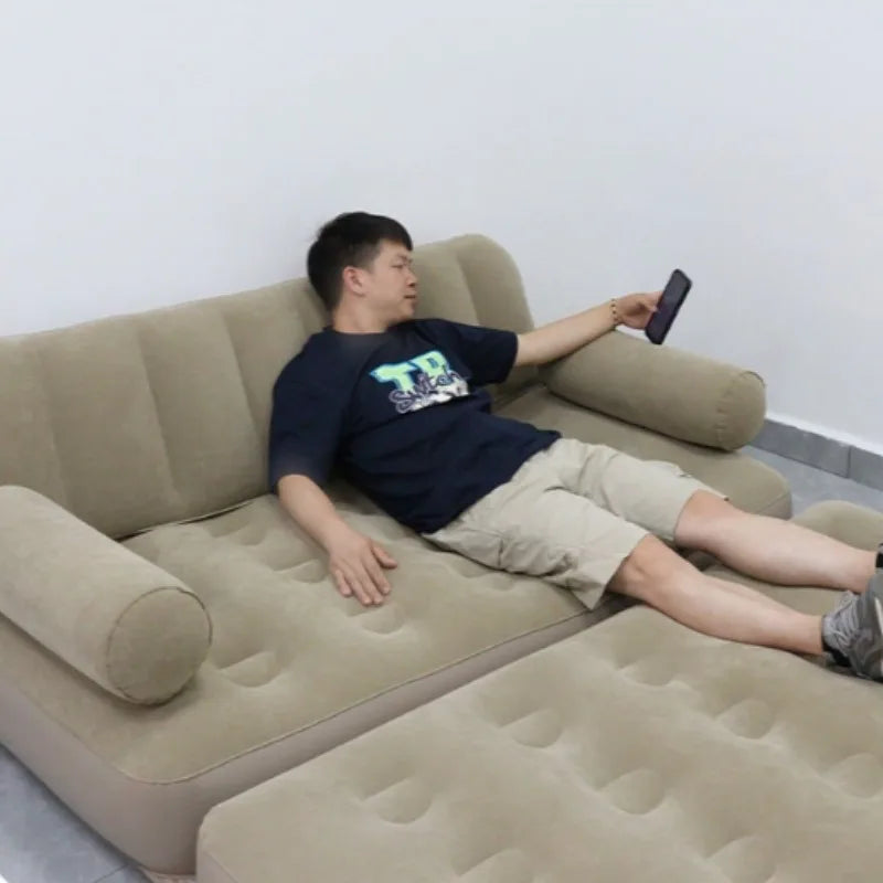 Sofá insuflável dobrável para dormir reforçado, portátil, resistente para pernoitar