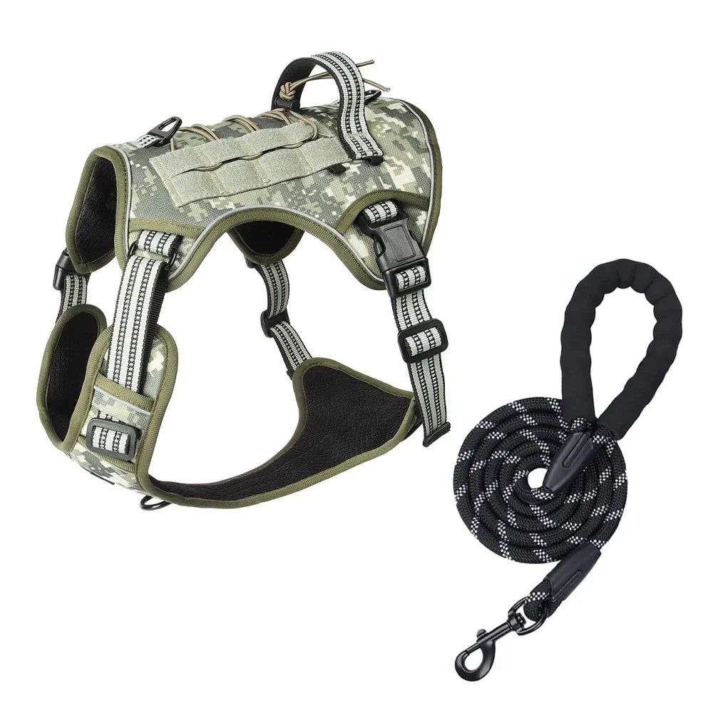 Large Dog Tactical Vest Multi-Function MOLLE-Compatible Harness with Anti-Pull Design for Outdoor Training Gear