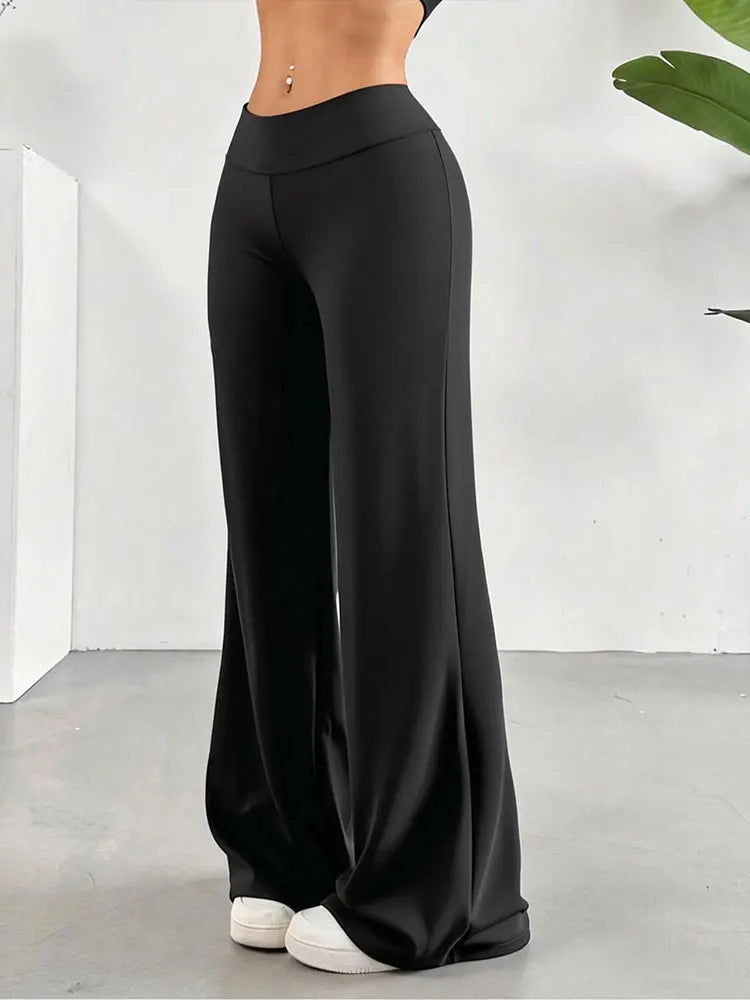 Calça Legging Casual de Cintura Alta para Mulher com Efeito Levanta Bumbum e Pernas Largas, Macia e Elástic