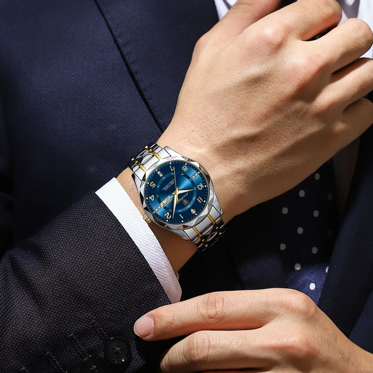 Relógio de luxo polegar para homem, à prova de água,luminoso, moderno, em aço inoxidável, quartzo, desportivo