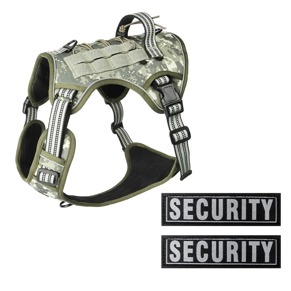 Large Dog Tactical Vest Multi-Function MOLLE-Compatible Harness with Anti-Pull Design for Outdoor Training Gear