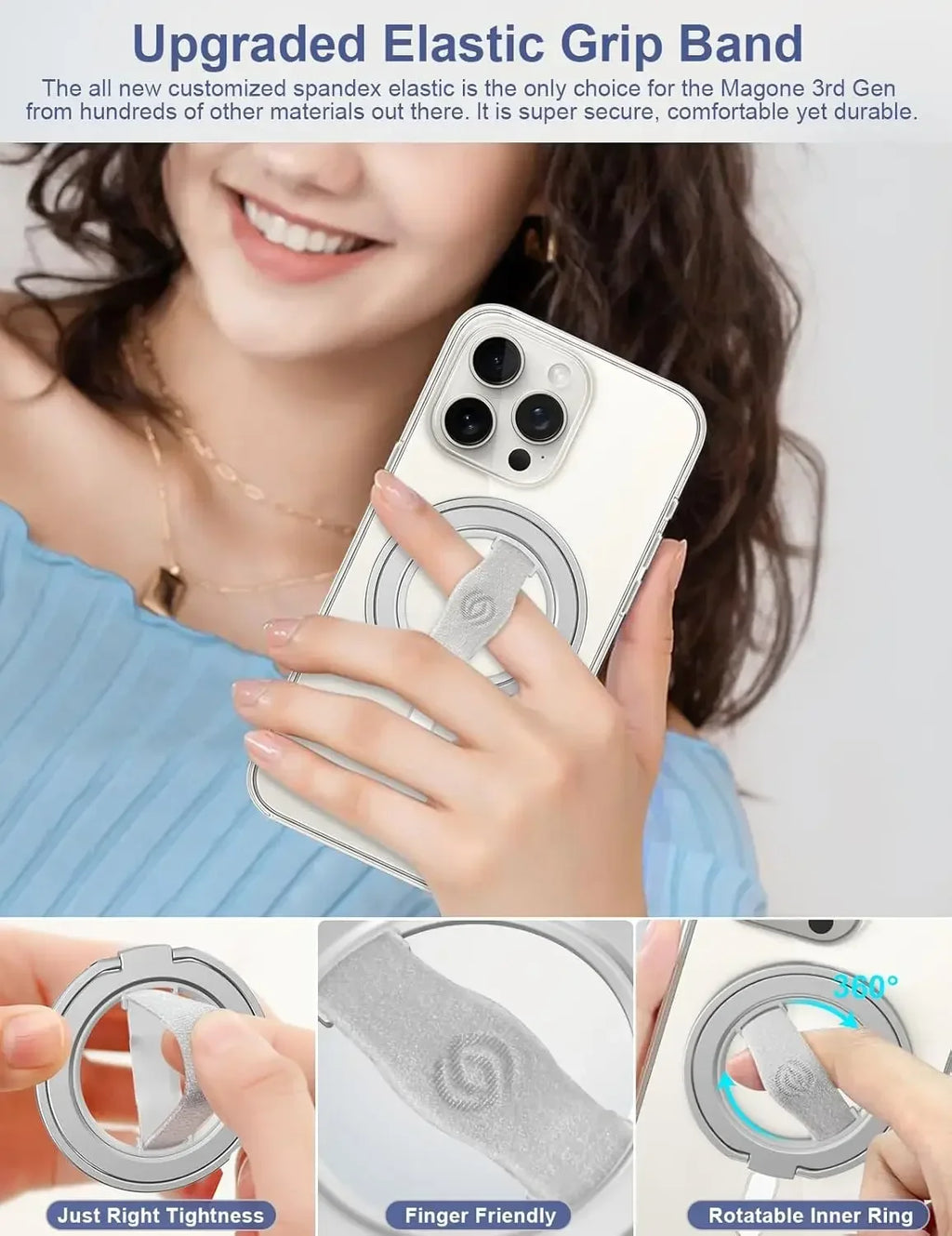 Suporte magnético para telemóvel com anel de fixação e íman para todos os tipos de telemóvel