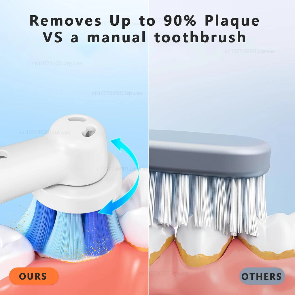 Escova de dentes elétrica rotativa para adultos, limpeza profunda, recarregável, com temporizador inteligente e 8 cabeças de escova