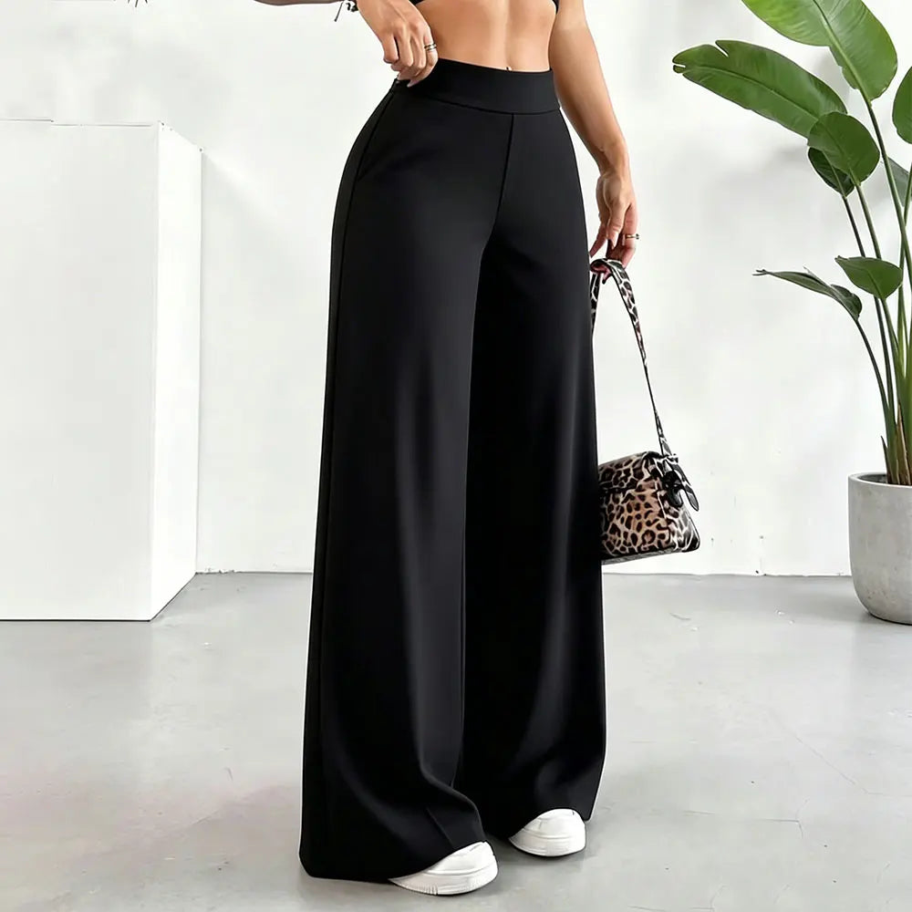 Calça Legging Casual de Cintura Alta para Mulher com Efeito Levanta Bumbum e Pernas Largas, Macia e Elástic