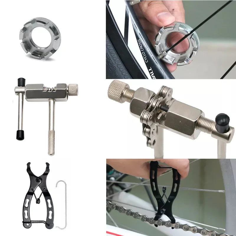 Conjunto de ferramentas para reparação de bicicletas reparação de ciclismo ao ar livre
