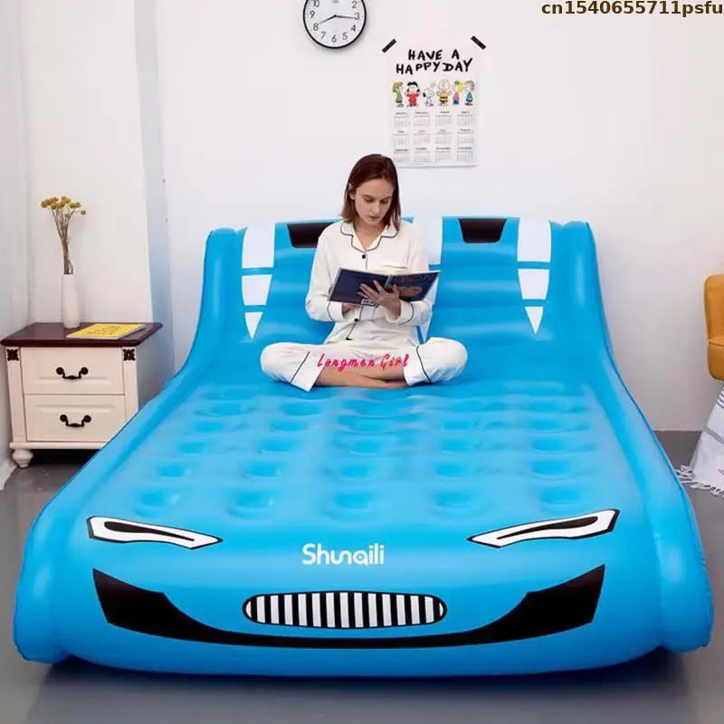 Moderno sofá-cama dobrável com revestimento em veludo e pele PVC, ideal para campismo, viagens, quarto, cama de casal