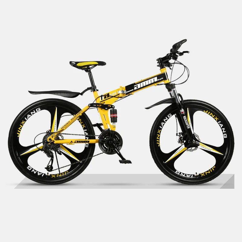 Bicicleta de montanha para adulto, bicicleta de montanha dobrável de 26", bicicleta de montanha BTT suspensão total