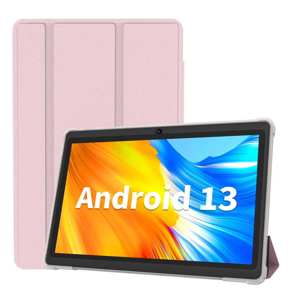 Tablet Pritom de 7 polegadas, Android 13 Quad Core, 4GB de RAM (2GB virtuais + 2GB virtuais), 32GB de ROM, Wi-Fi, câmara dupla, USB-C, com capa em pele