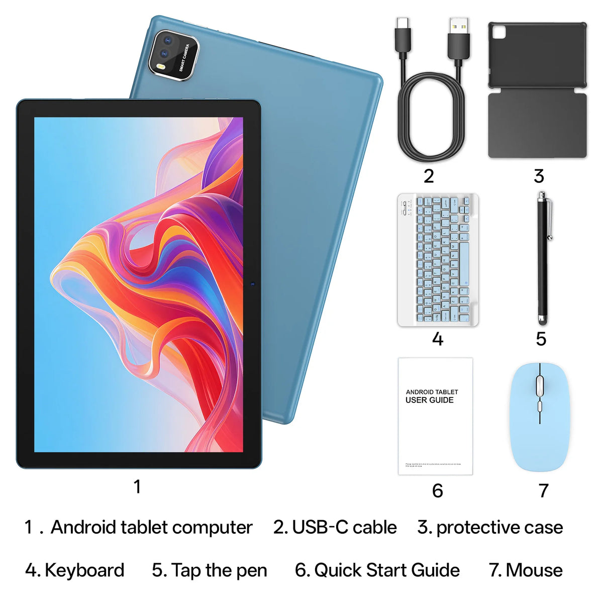 Tablet 2026 Android 16, ecrã de 10", 12 GB RAM + 64 GB ROM, câmara dupla, bateria 6000 mAh