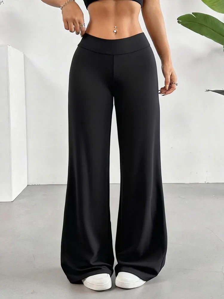 Calça Legging Casual de Cintura Alta para Mulher com Efeito Levanta Bumbum e Pernas Largas, Macia e Elástic