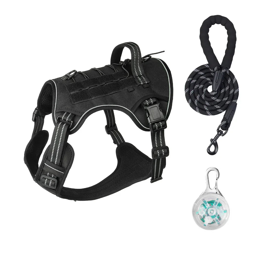Large Dog Tactical Vest Multi-Function MOLLE-Compatible Harness with Anti-Pull Design for Outdoor Training Gear