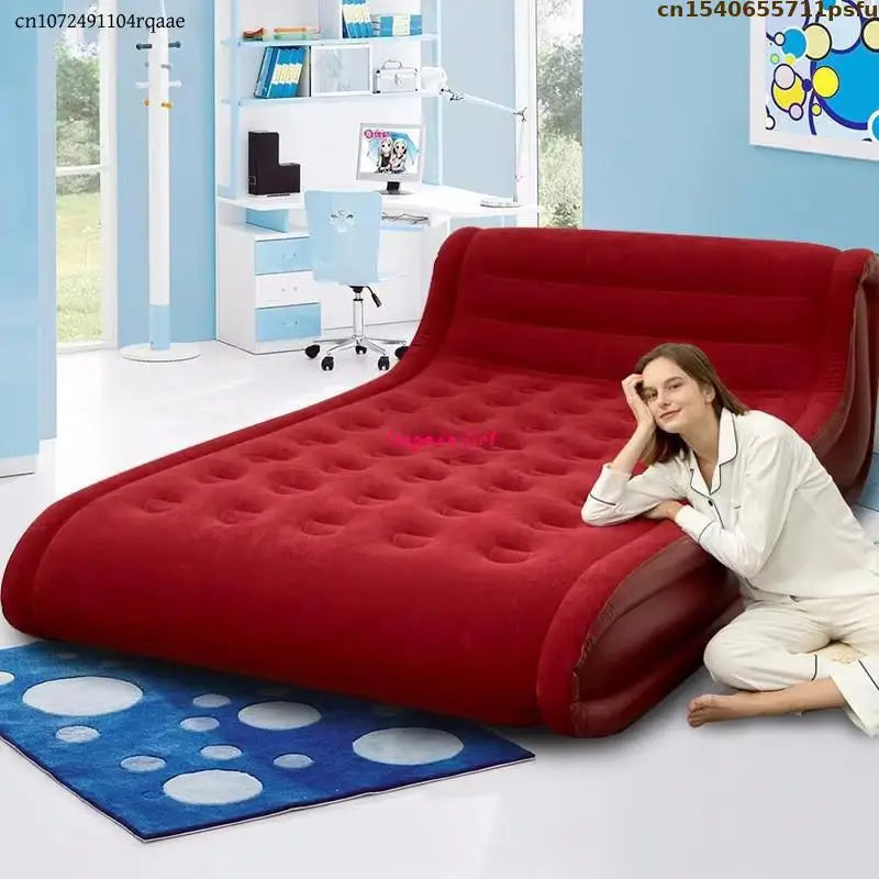 Moderno sofá-cama dobrável com revestimento em veludo e pele PVC, ideal para campismo, viagens, quarto, cama de casal