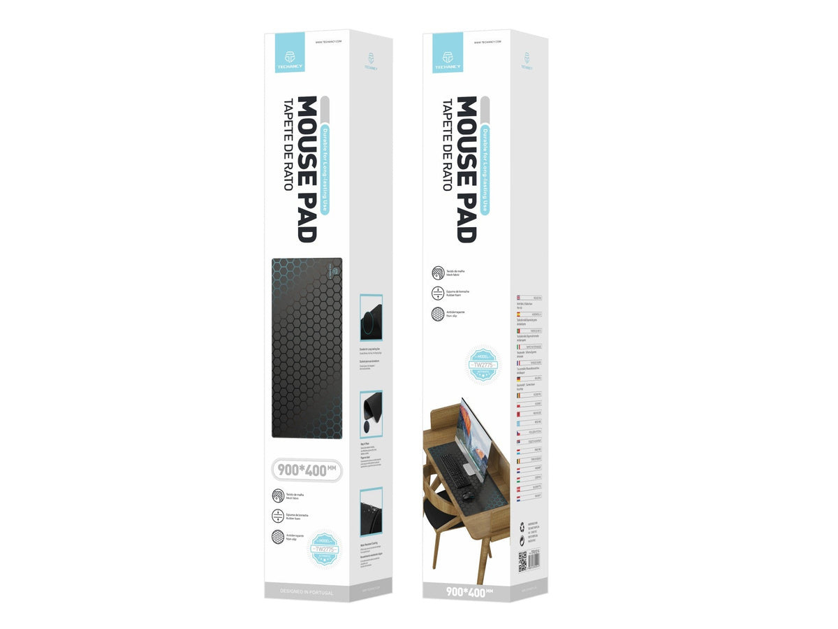 Tapete para rato Techancy 40 x 90 cm, TW2775, borracha antiderrapante, adequado para jogos de PC, preto
