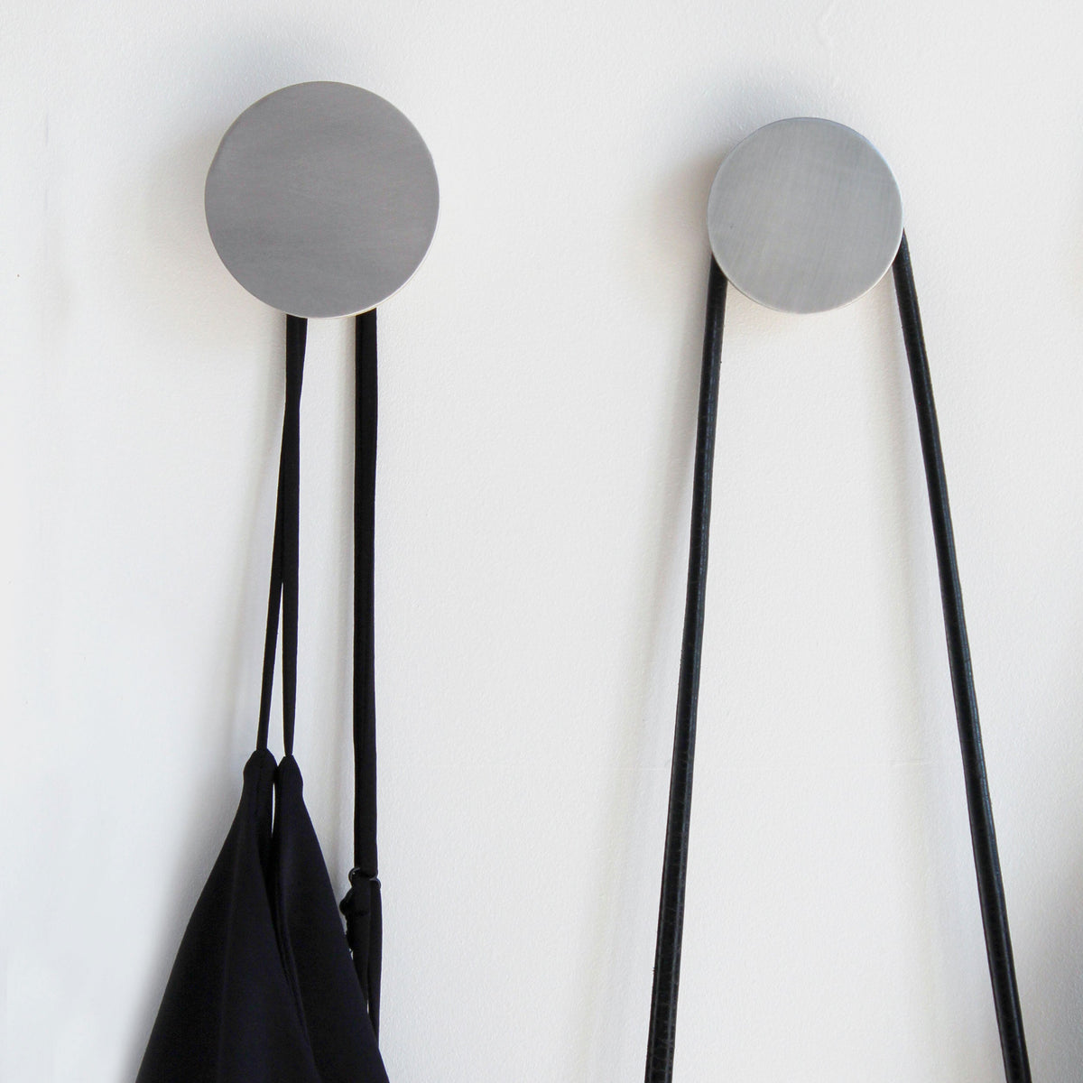 Round Beech Wood & Aluminium Wall Mounted Coat Hook / Knob